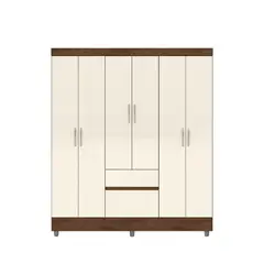 VEKKAHOME - Closet Ideal 6 Puertas 2 Cajones Crema