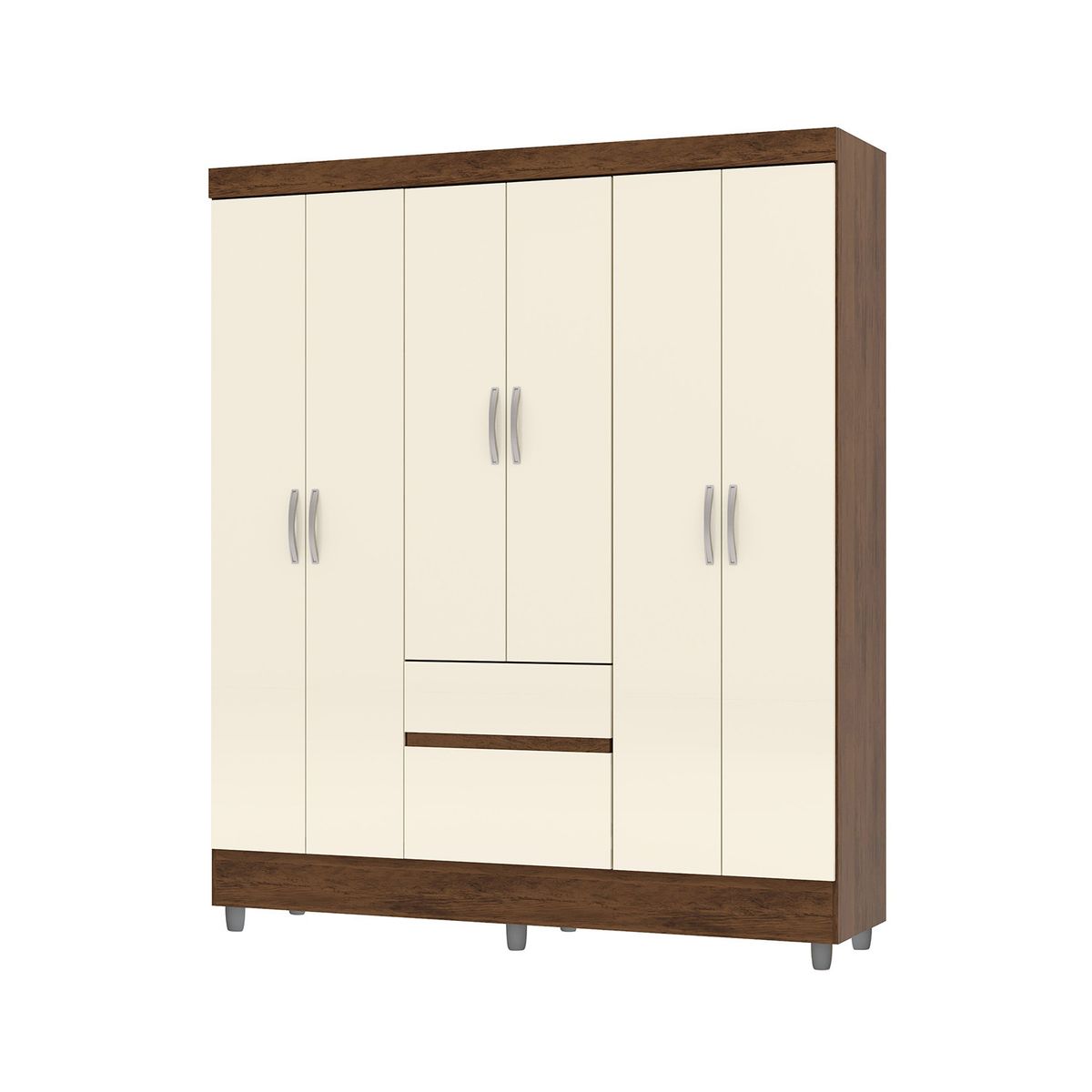 VEKKAHOME - Closet Ideal 6 Puertas 2 Cajones Crema Vekkahome