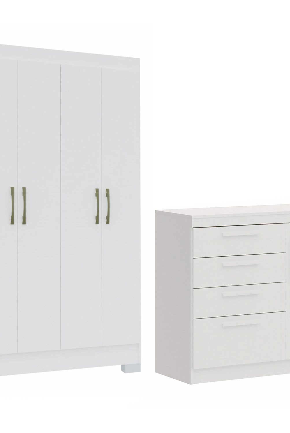 VEKKAHOME - Combo Closet 4 Puertas + Comoda 3 Cajones Blanca Vekkahome