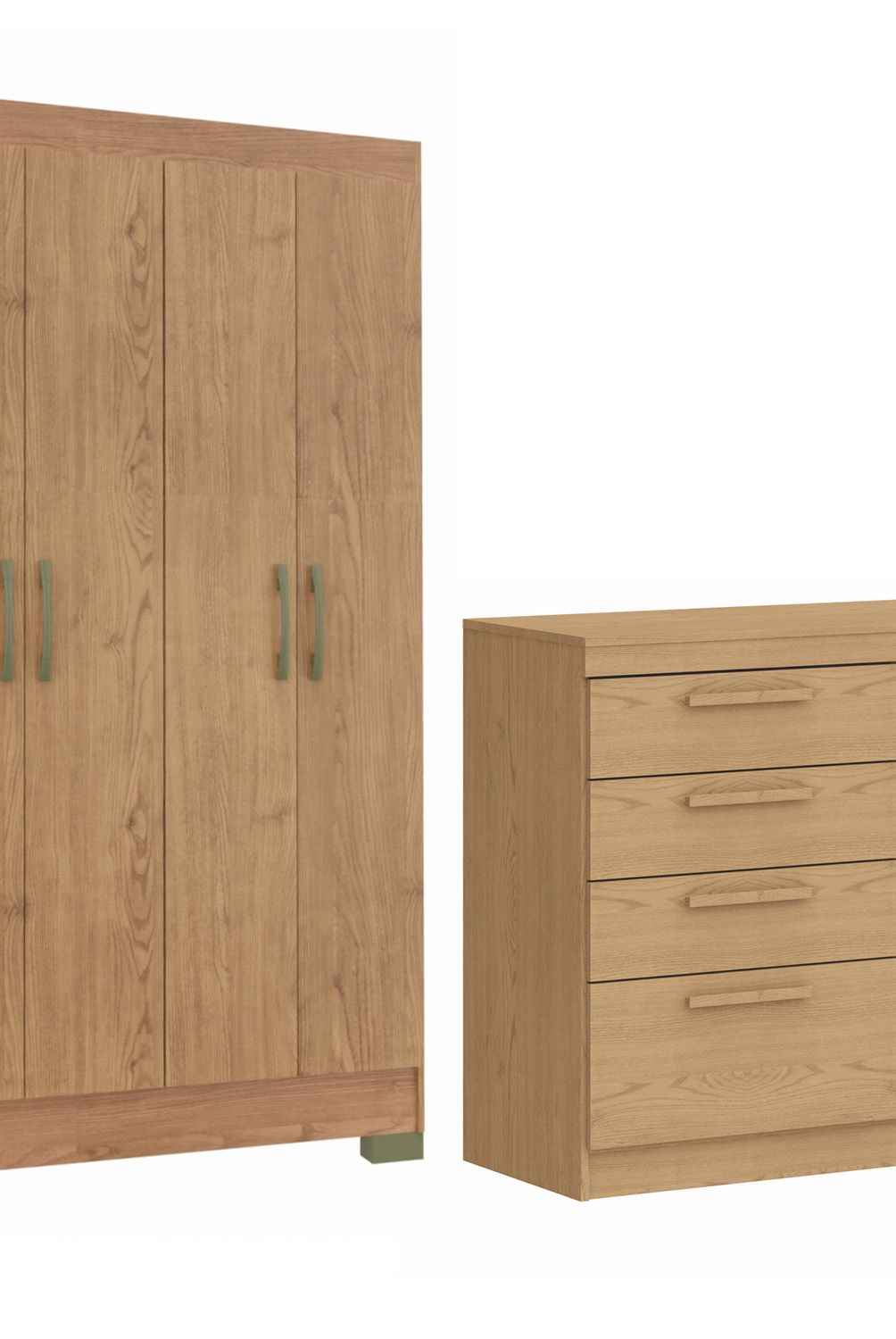 VEKKAHOME - Combo Closet 4 Puertas + Comoda 3 Cajones Cafe Vekkahome