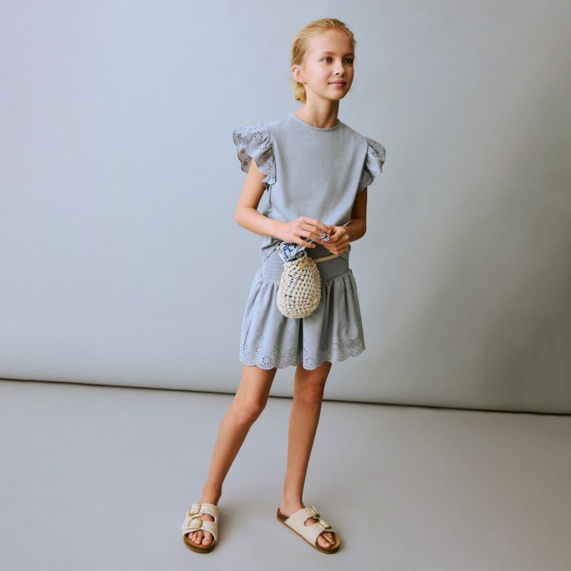 MANGO KIDS - Polera Volantes Bordados Niña Mango Kids