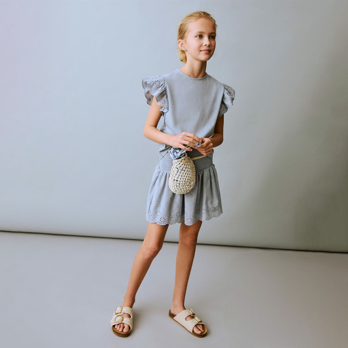 MANGO KIDS - Polera Volantes Bordados Niña Mango Kids