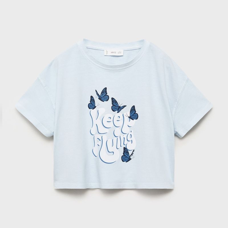 MANGO KIDS - Polera Crop Estampada Niña Mango Kids
