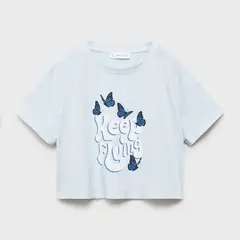 MANGO KIDS - Polera Crop Estampada Niña
