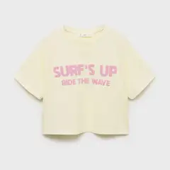 MANGO KIDS - Polera Mensaje Relieve Niña