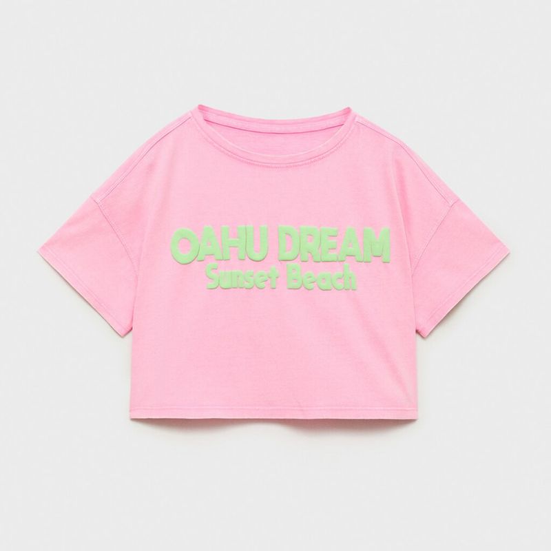 MANGO KIDS - Polera Mensaje Relieve Niña Mango Kids