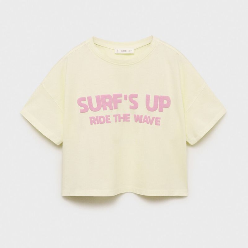 MANGO KIDS - Polera Mensaje Relieve Niña Mango Kids