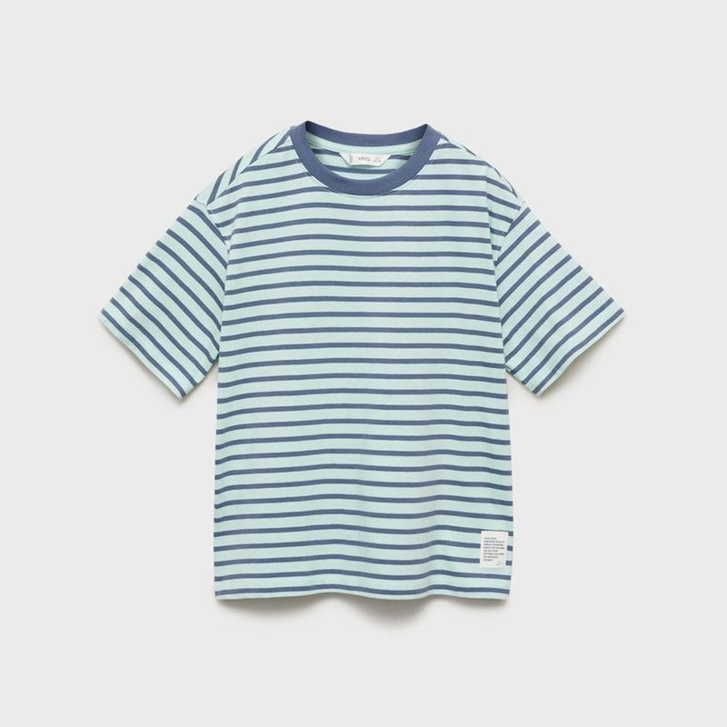 MANGO KIDS - Polera Rayas Cuello Contraste Niño Mango Kids