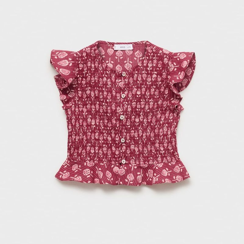 MANGO KIDS - Blusa Estampada Volantes Niña Mango Kids