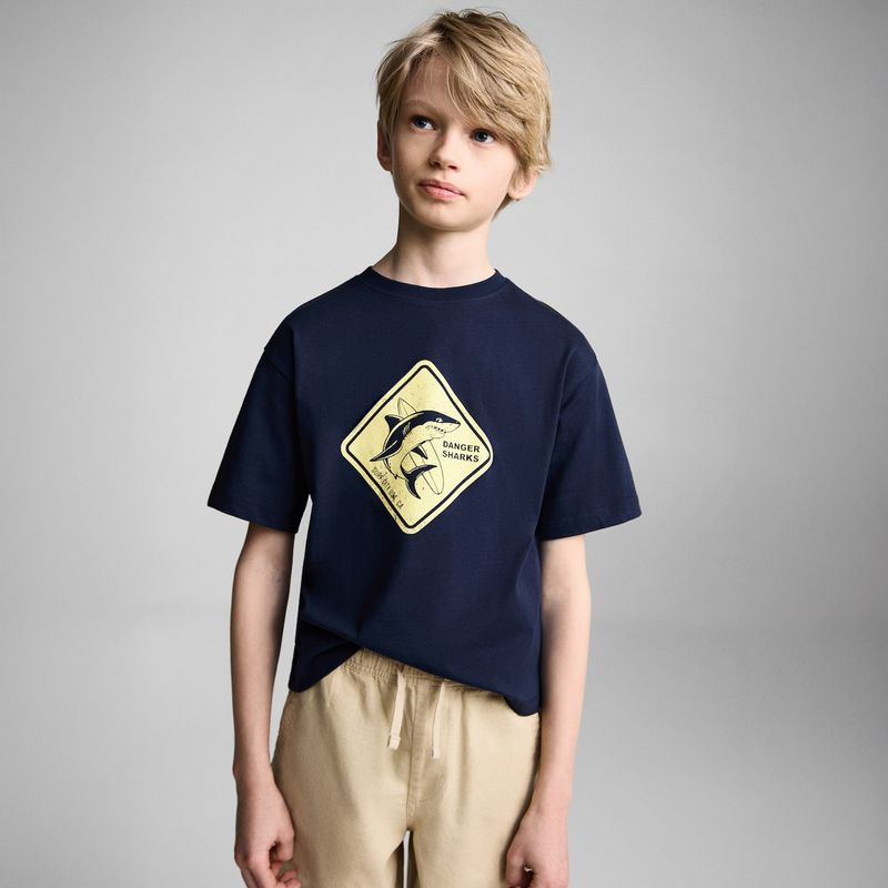 MANGO KIDS - Polera Estampada Manga Corta Niño Mango Kids