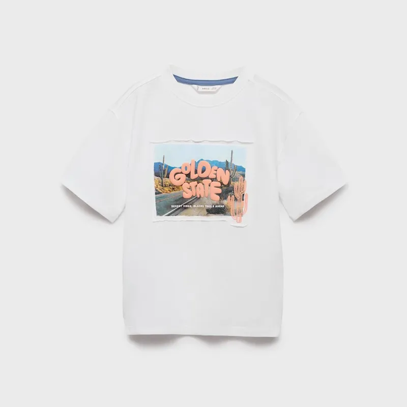 MANGO KIDS - Polera Algodón Estampado Niño Mango Kids