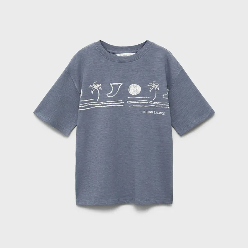 MANGO KIDS - Polera Estampado Palmeras Niño Mango Kids