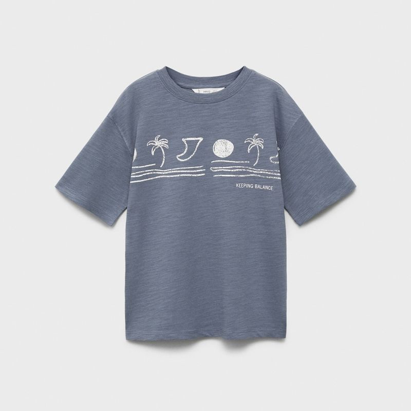 MANGO KIDS - Polera Estampado Palmeras Niño Mango Kids