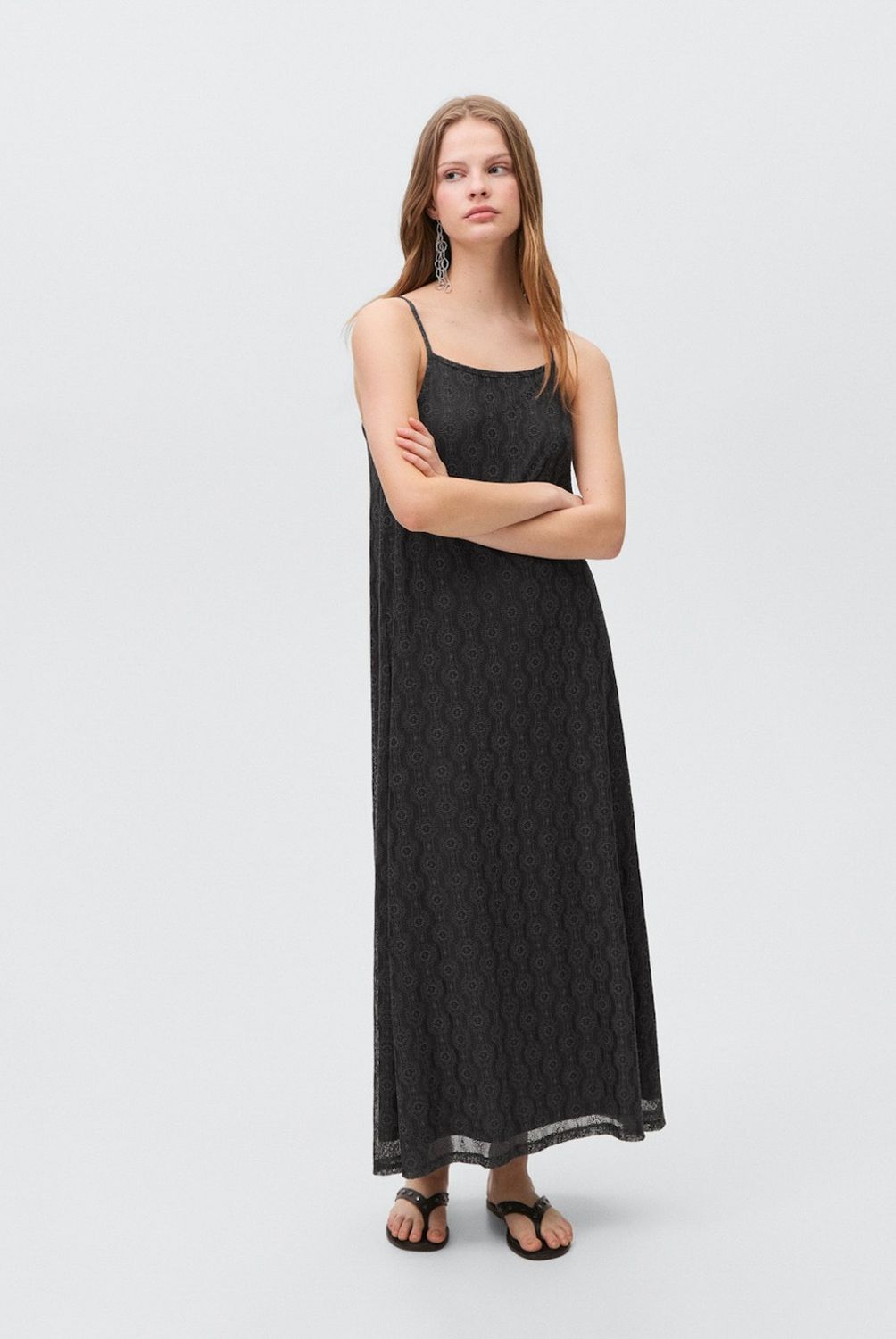 - Vestido Largo Encaje Mujer Mango Teen