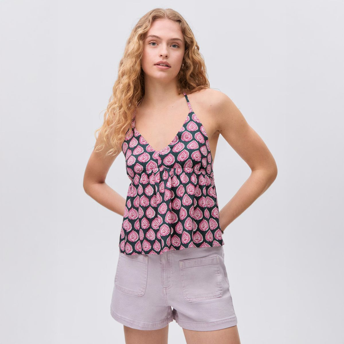 MANGO TEEN - Top Estampado Lazo Mujer Mango Teen