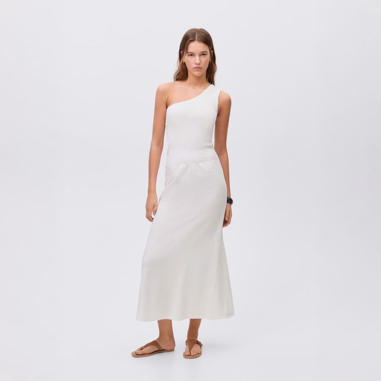 MANGO TEEN Vestido Asimétrico Nido De Abeja Mujer Mango Teen