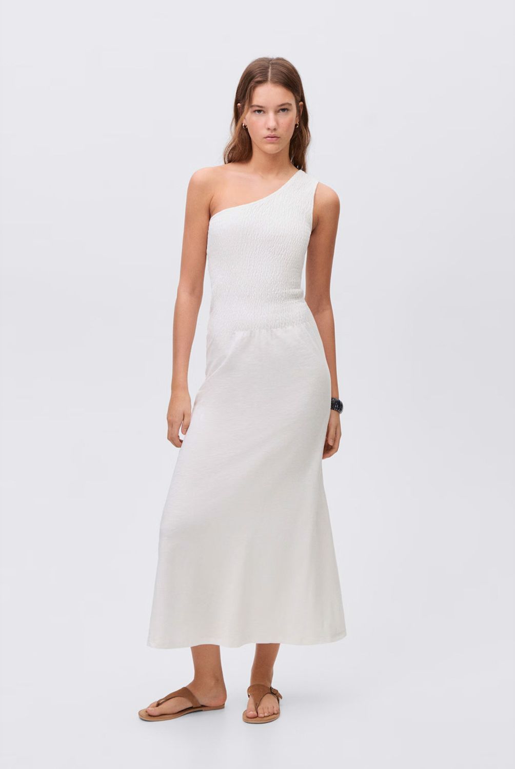 MANGO TEEN - Vestido Asimétrico Nido De Abeja Mujer Mango Teen