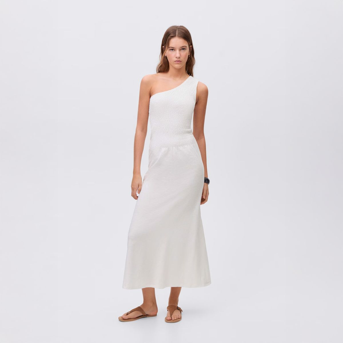 MANGO TEEN - Vestido Asimétrico Nido De Abeja Mujer Mango Teen