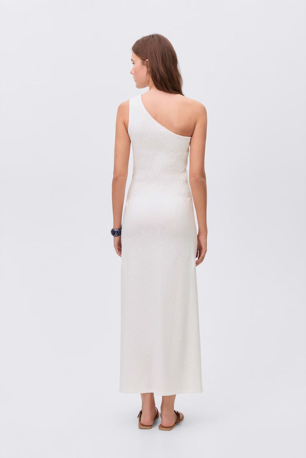 MANGO TEEN - Vestido Asimétrico Nido De Abeja Mujer Mango Teen