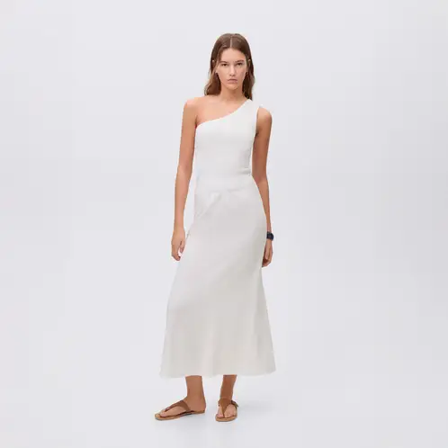 MANGO TEEN - Vestido Asimétrico Nido De Abeja Mujer