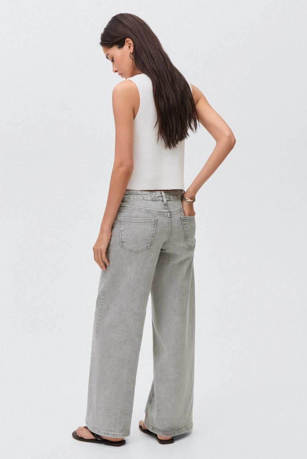 MANGO TEEN - Jeans Low Waist Tachuelas Mujer Mango Teen