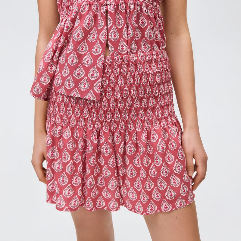 MANGO TEEN - Falda Estampada Fruncida Mujer Mango Teen