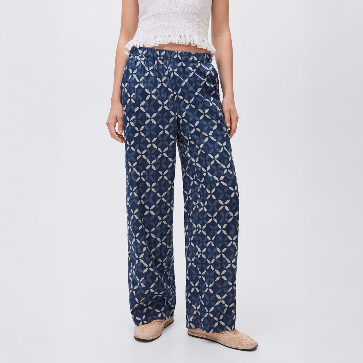 MANGO TEEN - Pantalón Recto Estampado Mujer Mango Teen