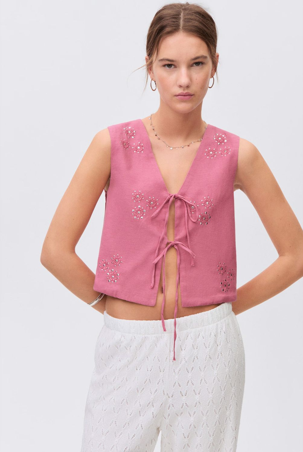 MANGO TEEN - Chaqueta Bordado Lazos Mujer Mango Teen