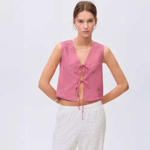 MANGO TEEN - Chaqueta Bordado Lazos Mujer