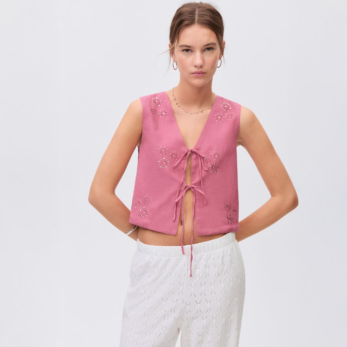 MANGO TEEN - Vest Bordado Lazos Mujer Mango Teen