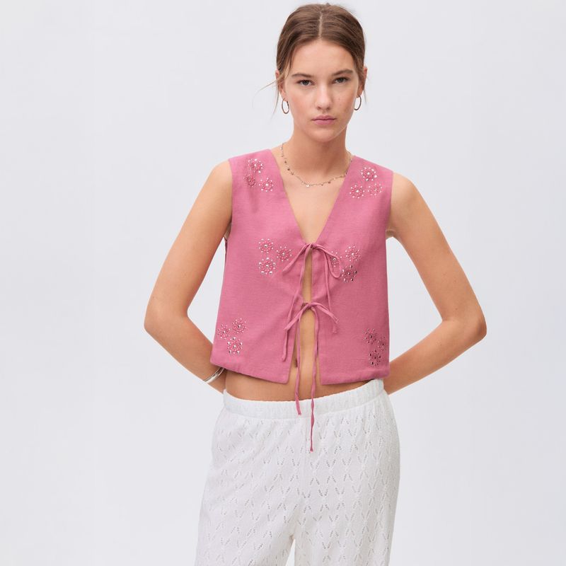 MANGO TEEN - Chaqueta Bordado Lazos Mujer Mango Teen
