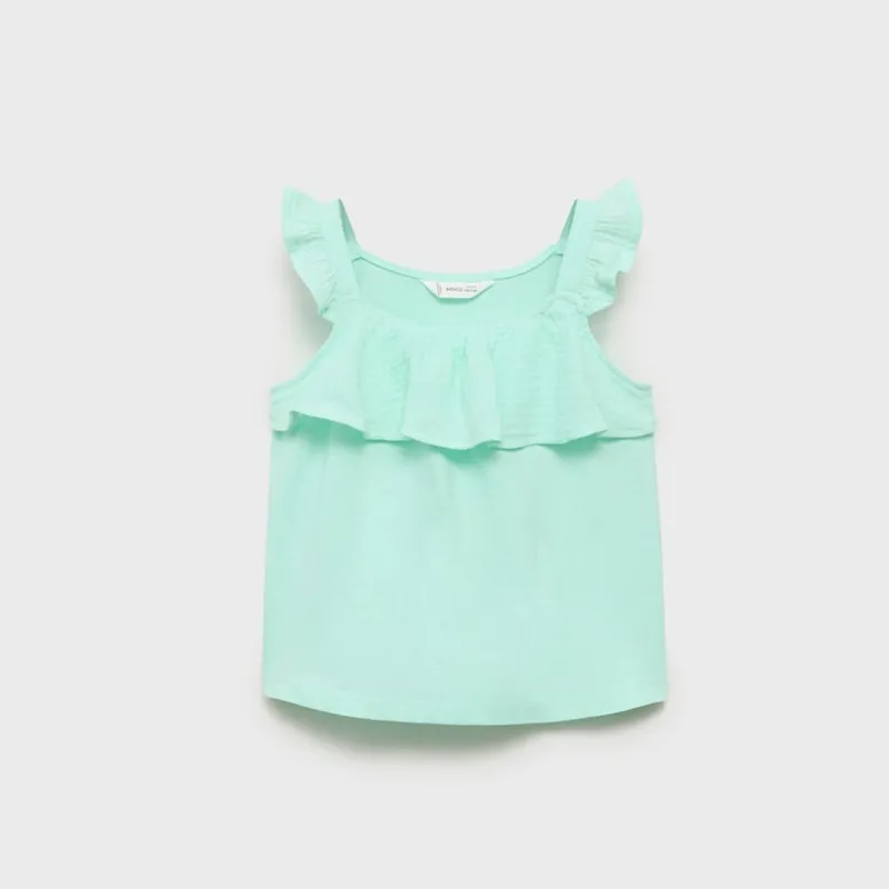 MANGO KIDS - Polera Volante Textura Bebé Niña Mango Kids