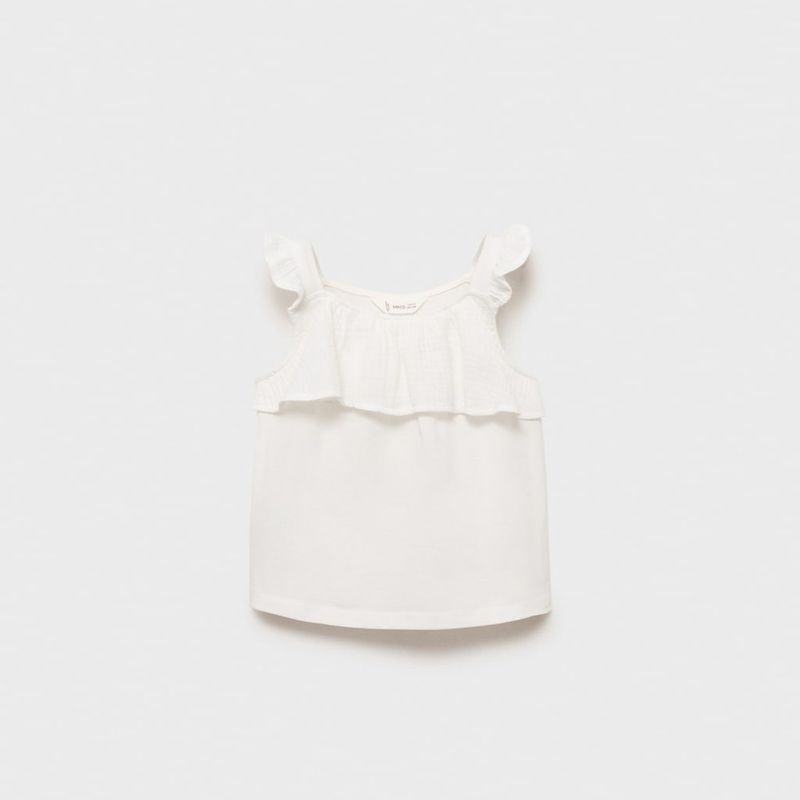 MANGO KIDS - Polera Volante Textura Bebé Niña Mango Kids