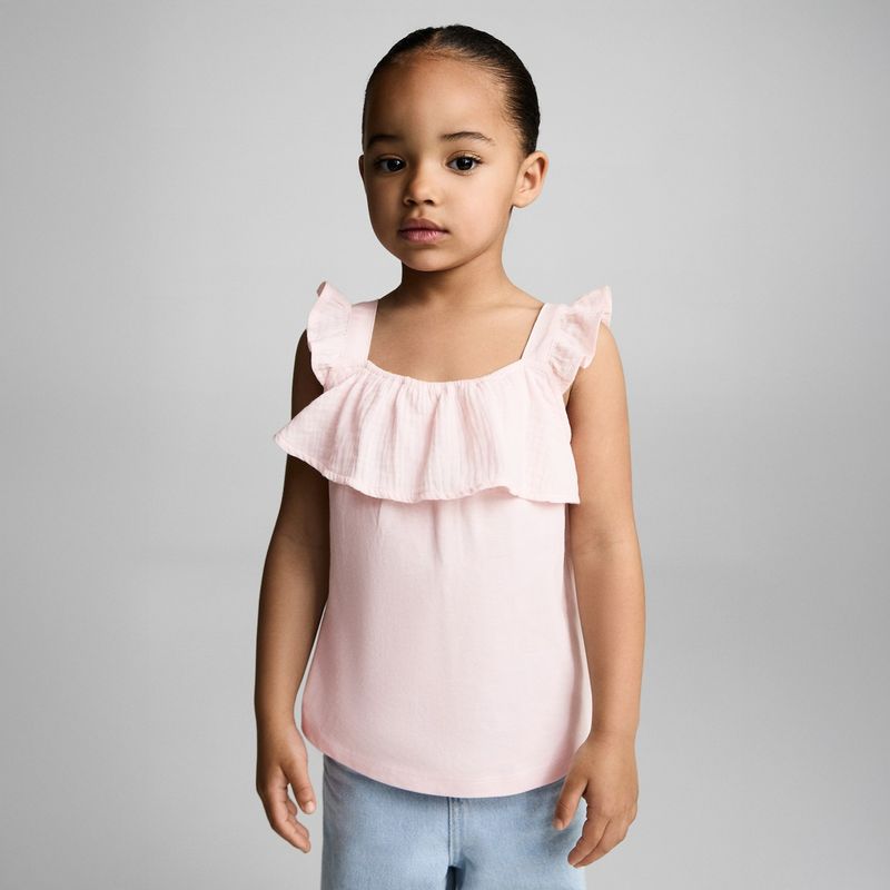 MANGO KIDS - Polera Volante Textura Bebé Niña Mango Kids