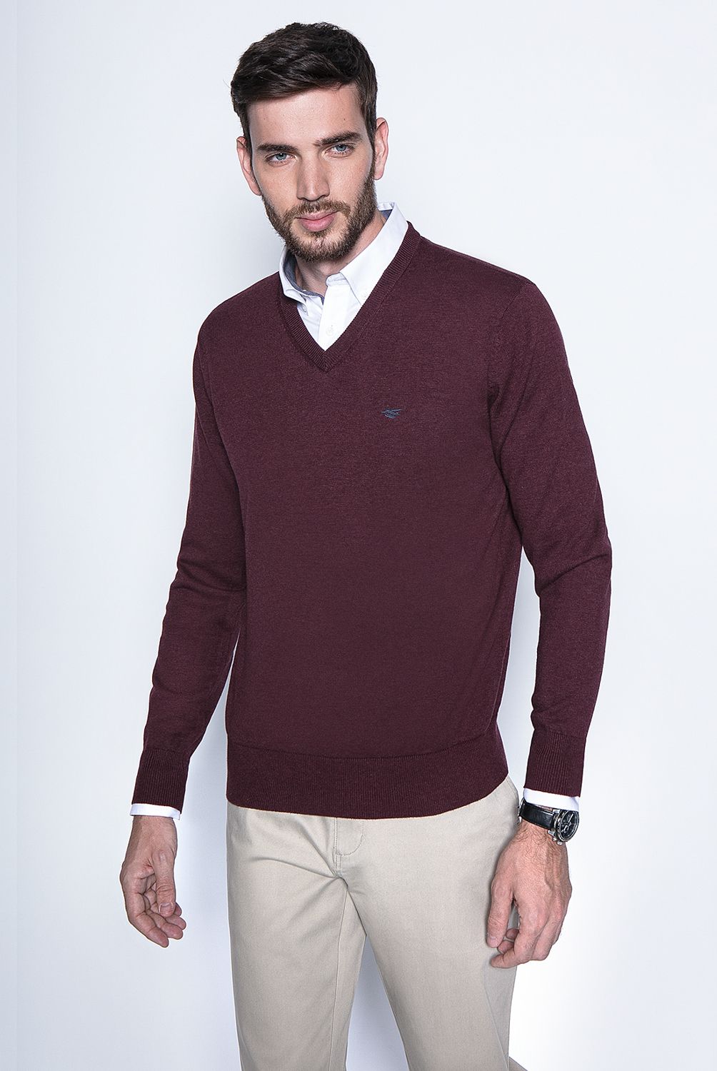 FEROUCH - Sweater Cuello En V Algodón Hombre Ferouch