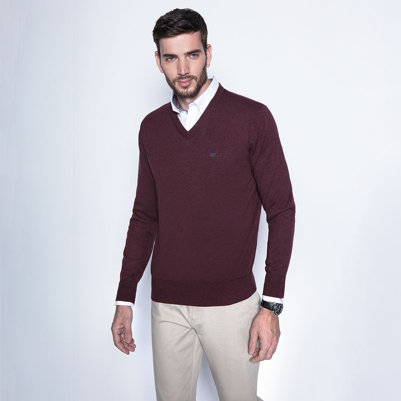 FEROUCH - Sweater Cuello En V Algodón Hombre Ferouch