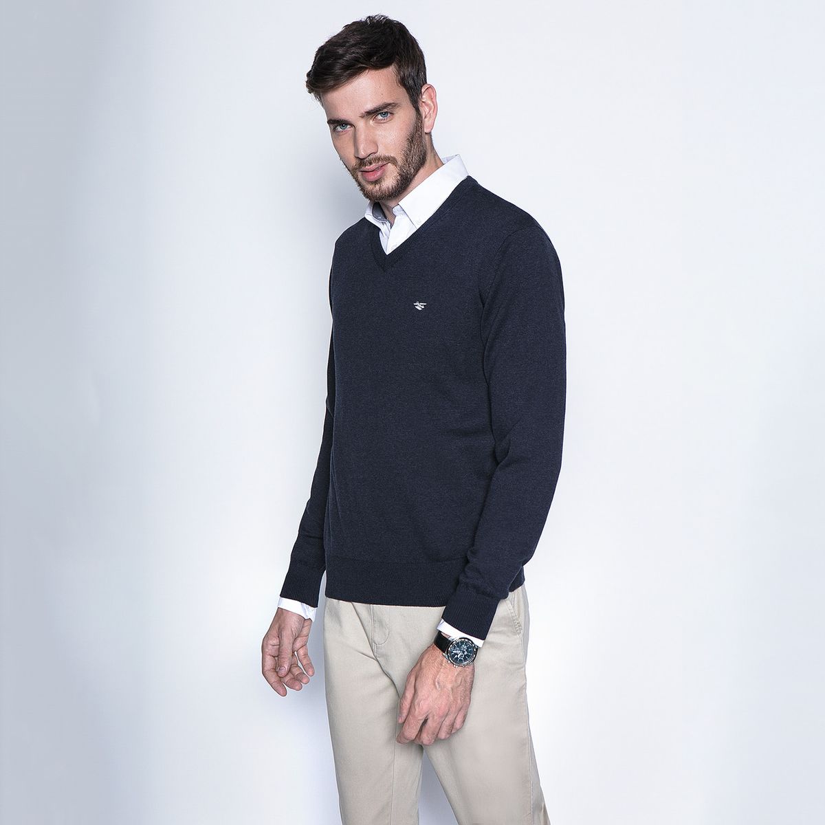 FEROUCH - Sweater Cuello En V Algodón Hombre Ferouch
