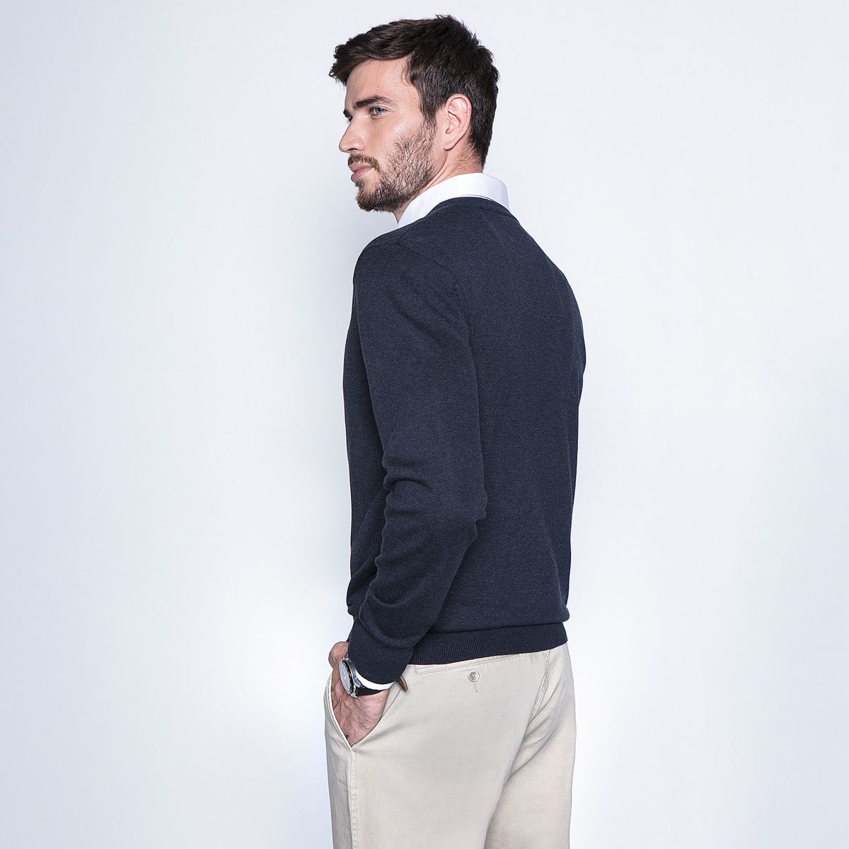 FEROUCH - Sweater Cuello En V Algodón Hombre Ferouch