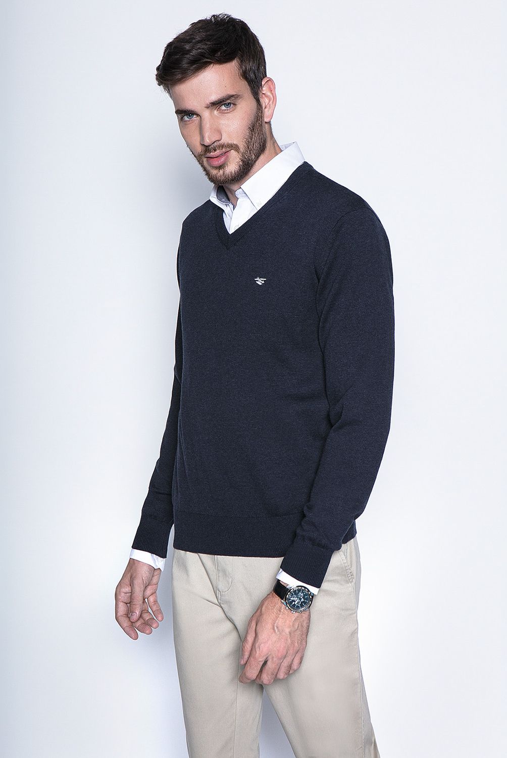 FEROUCH - Sweater Cuello En V Algodón Hombre Ferouch