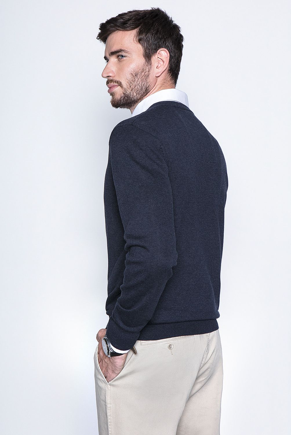 FEROUCH - Sweater Cuello En V Algodón Hombre Ferouch