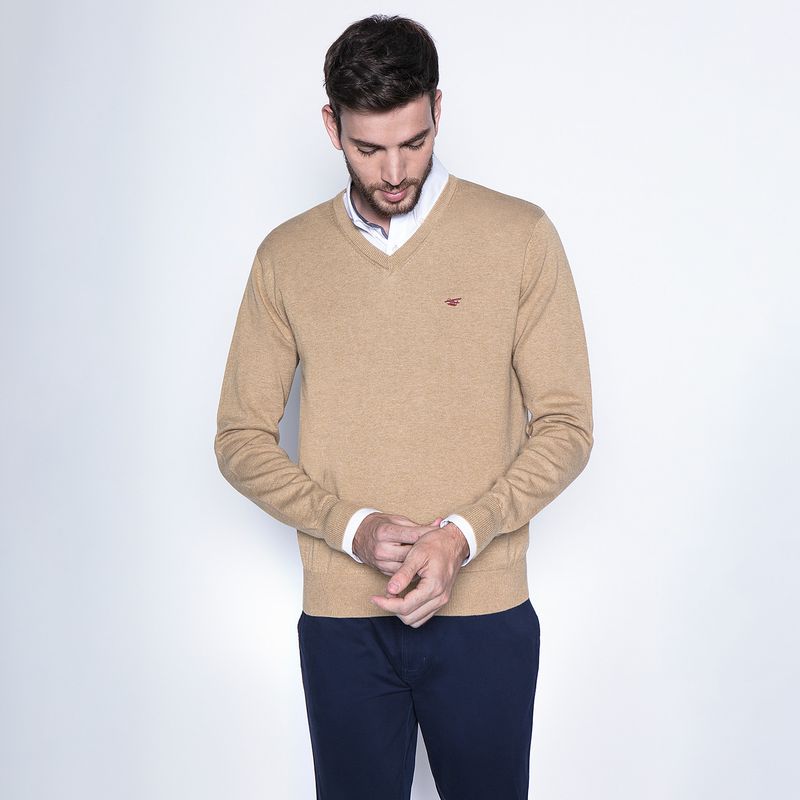 FEROUCH - Sweater Cuello En V Algodón Hombre Ferouch