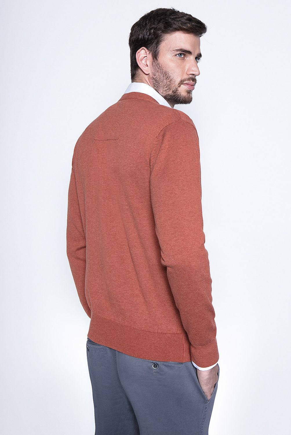 FEROUCH - Sweater Cuello En V Algodón Hombre Ferouch