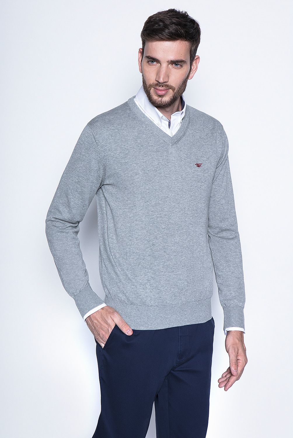 FEROUCH - Sweater Cuello En V Algodón Hombre Ferouch