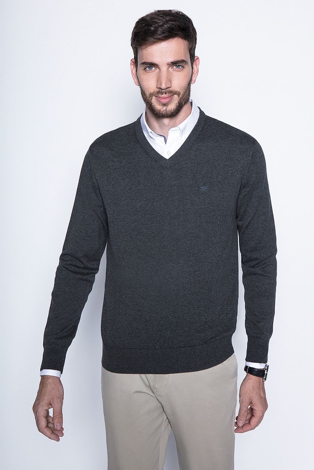 FEROUCH - Sweater Cuello En V Algodón Hombre Ferouch