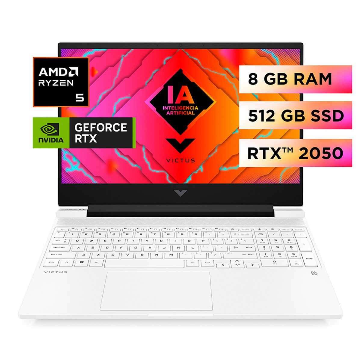 HP - Notebook Gamer Victus 15-FB2028LA AMD Ryzen 5 8645HS 8GB RAM DDR5 512GB SSD RTX 2050 15,6" FHD 144Hz