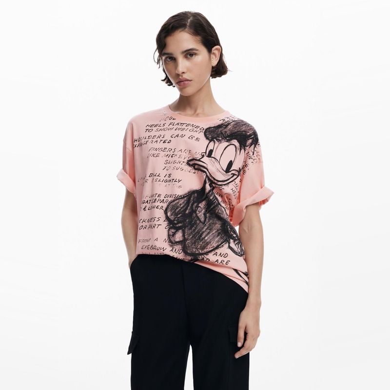 DESIGUAL - Polera Manga Corta Algodón Mujer Desigual