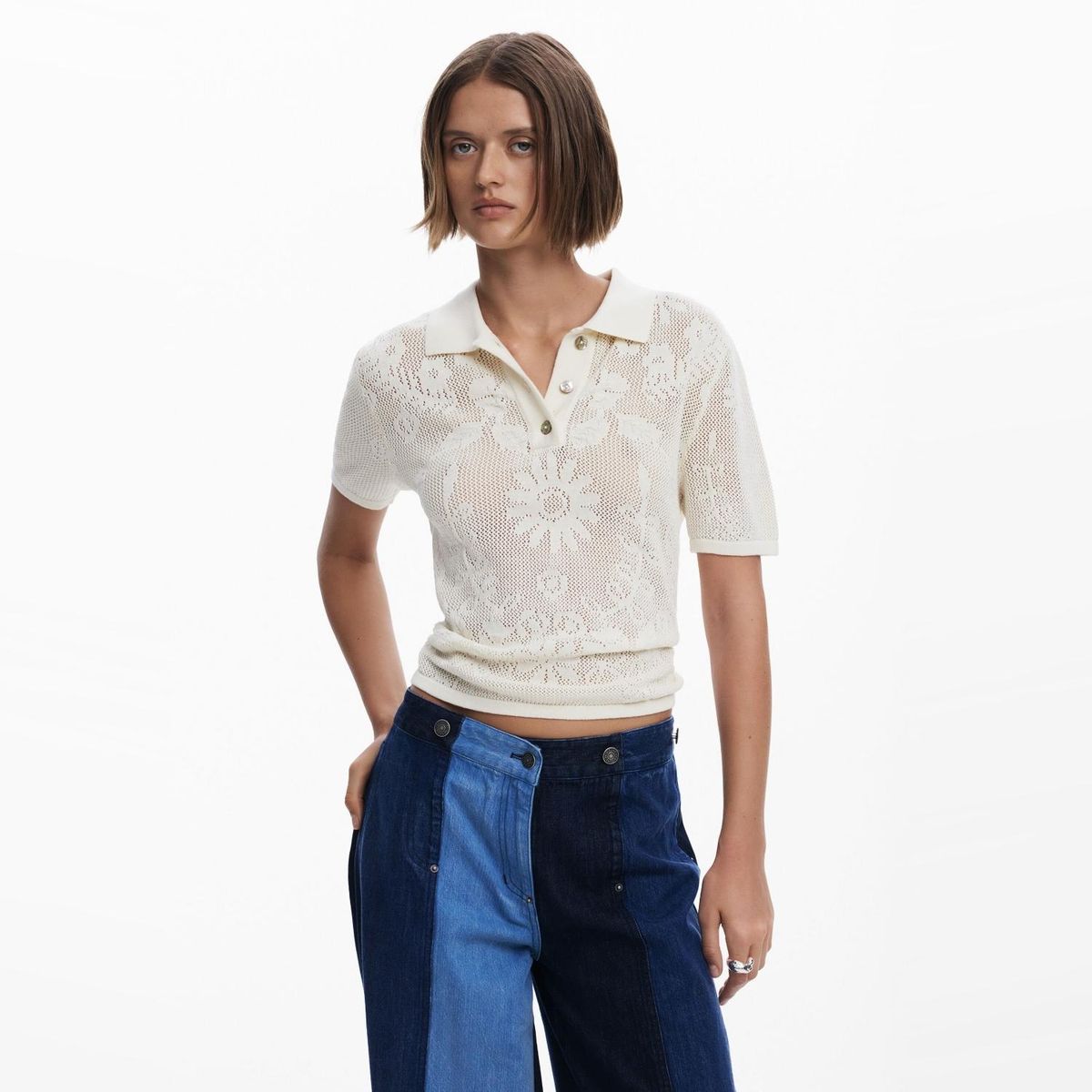 DESIGUAL - Polera Manga Corta Algodón Mujer Desigual