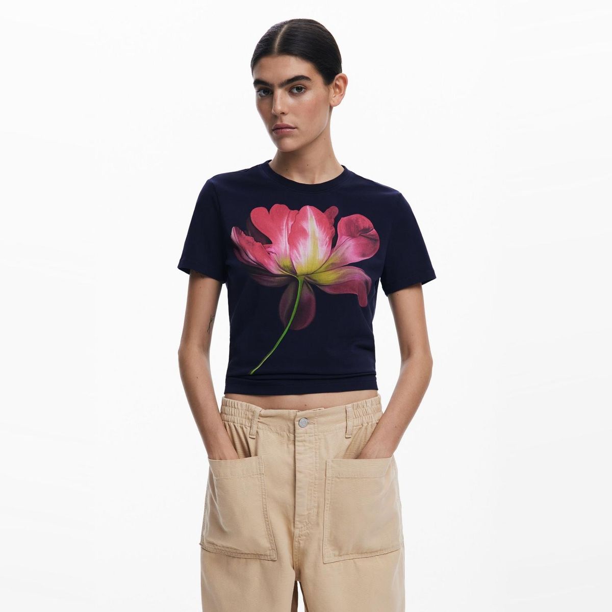 DESIGUAL - Polera Manga Corta Algodón Mujer Desigual