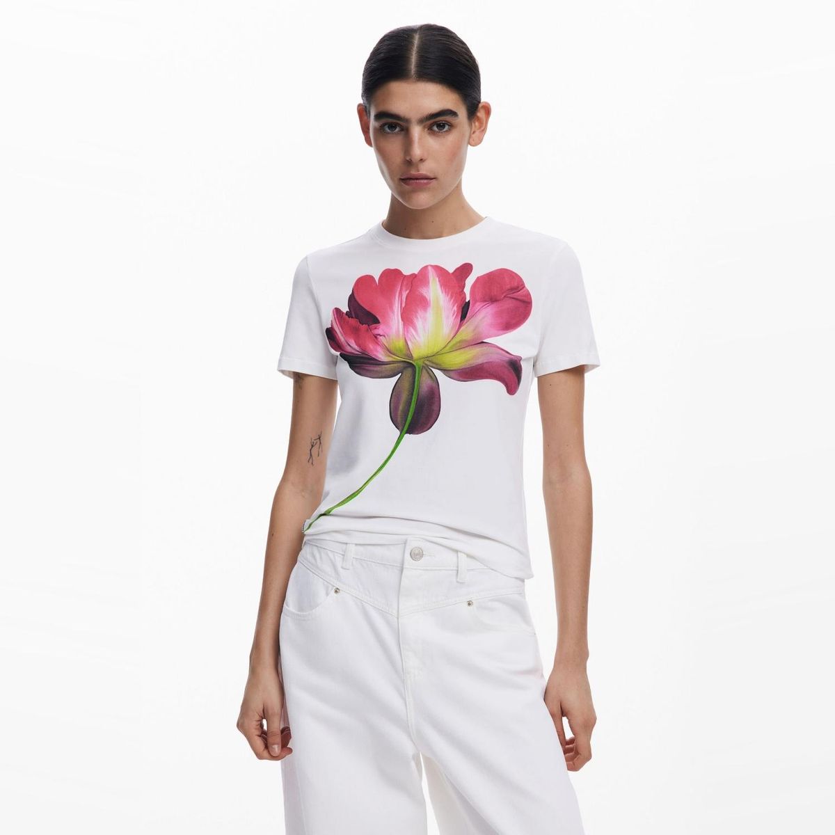 DESIGUAL - Polera Manga Corta Algodón Mujer Desigual