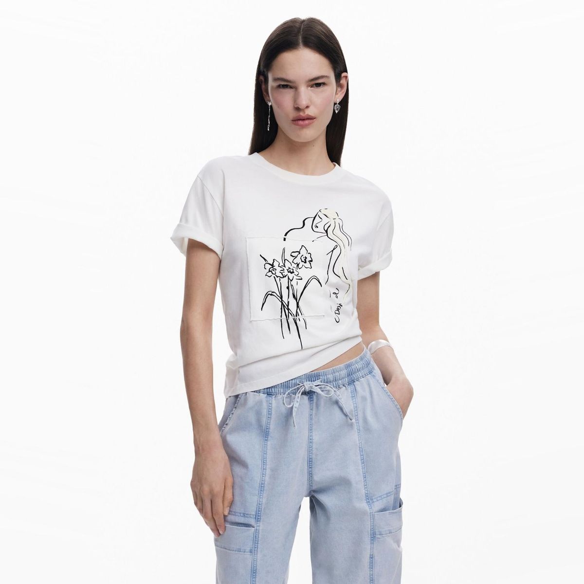 DESIGUAL - Polera Manga Corta Algodón Mujer Desigual